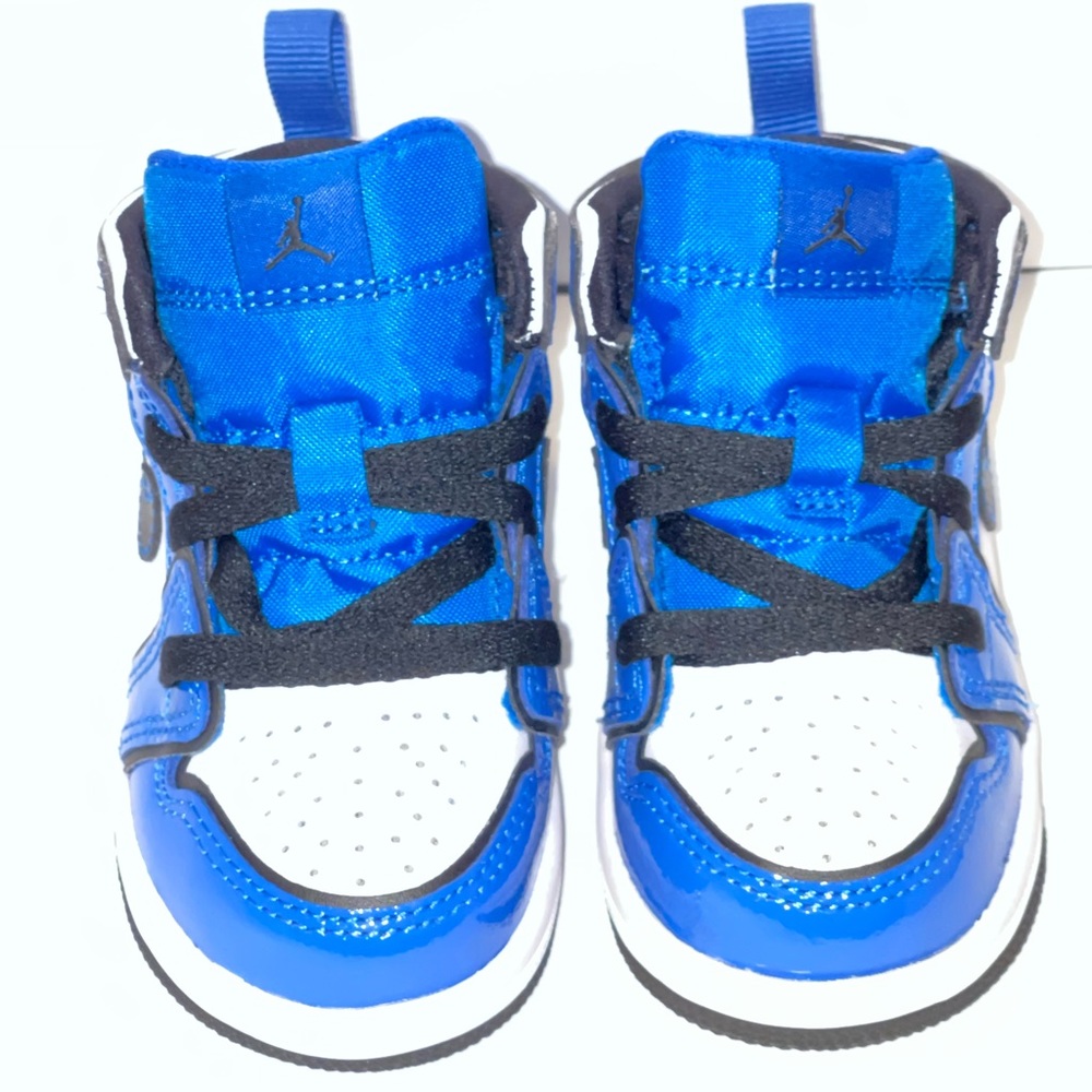 Kids Size 5c Air Jordan 1 Mid SE TD Signal Blue Blue White Black Shoe